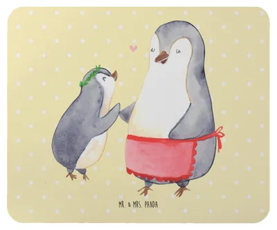 Produktbild von Mr. & Mrs. Panda Mauspad Pinguin mit Kind - Gelb Pastell - Geschenk, Mutter, laptop, Pinguine, Mutti, Muttertag, Mouse Pad, Vorbild Mama, computer mousepad, mousematte