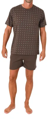 Produktbild von Normann Herren kurzarm Schlafanzug Shorty Pyjama in eleganter Minimimal-Print-Optik ; grau , 50