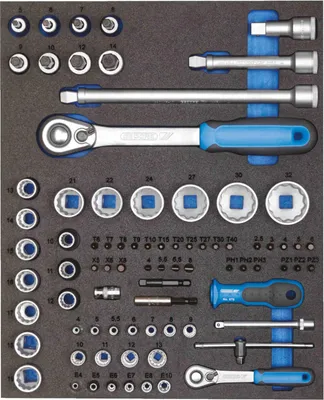 Productafbeelding van GEDORE TS CT2-D19-D20: Set steeksleutels 1/4" + 1/2" in 2/4 Check-Tool module, artikelnummer 2957191