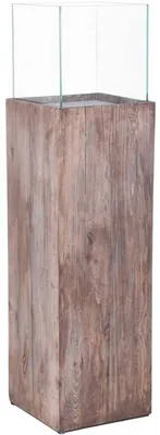 Produktbild von VIVANNO Windlicht Holz CANDELA Rechteckig, Umbraantik Maserung - 27x27x100 cm