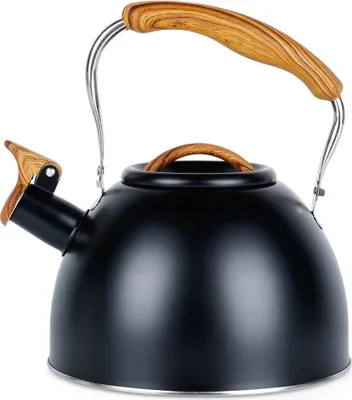 Obrázek produktu pro Rychlovarná konvice s píšťalkou, ocel, černá, 2,5l