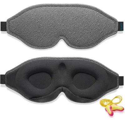 Productafbeelding van Slaapmasker, lichtblokkerend, oordopjes, voor heren en dames, grijs