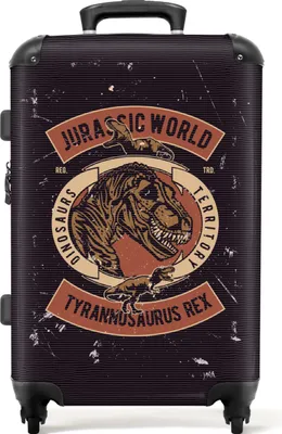 Produktbild von NoBoringSuitcases.com® Großer Koffer - Vintage - Jungen - Dino - Jurassic world - Kinder - Kombinationsschloss TSA - Hartschalen Trolley 4 Rollen - 72 liter - Reisekoffer - 66 cmKoffer Mittelgroß 67x43x25 cm, 72L,
