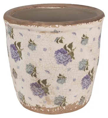 Produktbild von Clayre & Eef Blumentopf Ø 14x13 cm Beige Blau Keramik Blumen