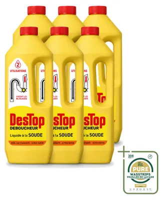 Produktbild von 6 x Destop Soda-Abflussreiniger - flüssig - 1 l - Vorratspackung - 6 Stücke