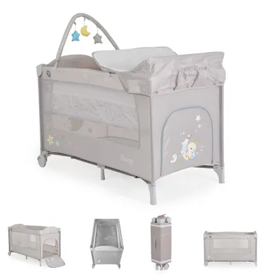 Produktbild von Moni Reisebett Sleepy Rollen, Wickelauflage, Matratze, Spielbogen, Seiteneingang hellgrau