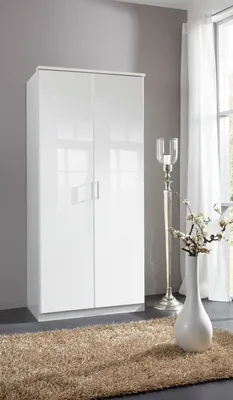 Produktbild von Drehtürenschrank >Clack< in HOCHGLANZ LACK WEISS - 91x199x58cm (BxHxT)