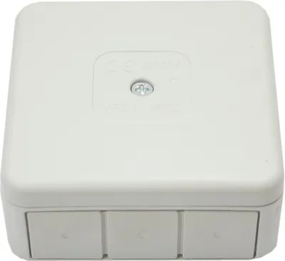Produktbild von Aufputzdose, hermetisch IP44, weiß, anschraubbar, 85x85x37 Viplast 03101