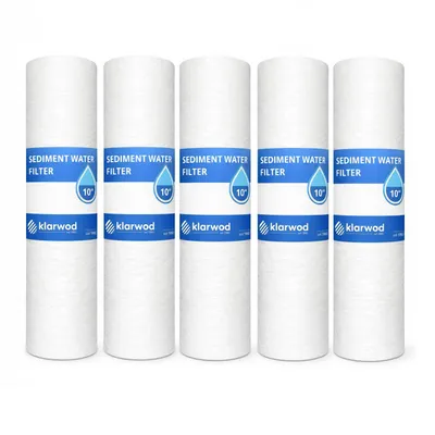 Produktbild von KLARWOD Wasserfilterpatrone 10" (10 Mikron) 5 Pack Schaumstoff Sediment Wasserfilterkartusche ganze Haus Sediment Filtration Universal Ersatz
