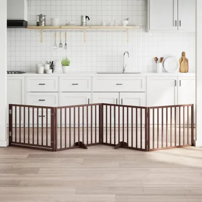 Produktbild von "im " Hundegitter mit Tür Faltbar 4 Paneele Braun 320 cm Pappelholz - Sonstiges Hundezubehör CC16053