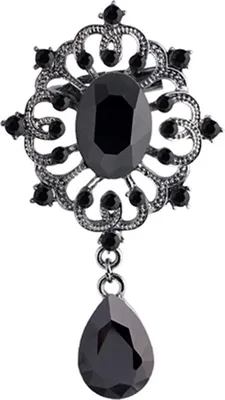 Produktbild von Damen-Brosche mit Strass-Legierung, großer Wassertropfen-Anhänger, Party-Schmuck-Schwarz