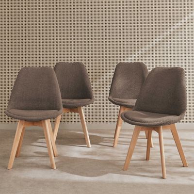 sweeek - 4er-Set skandinavische Stühle mit Holzbeinen - Taupe