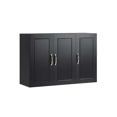 Image de Armoire murale de salle de bains Rootz - Armoire à pharmacie - Meuble de rangement - Structure en MDF - 90 cm x 60 cm x 30 cm - Blanc/Noir - Étagères réglables