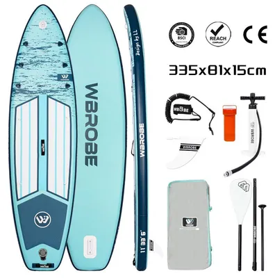 Produktbild von WaveRite SUP Board 335cm aufblasbar, Stand Up Paddle bis 200 kg, Allround Touring Board, leicht, für 1-2 Personen, rutschfest, Paddleboard Blau