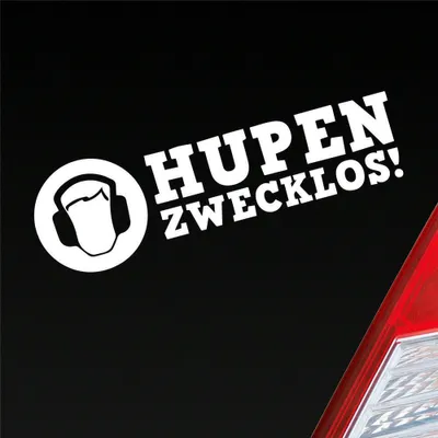 Produktbild von Auto Aufkleber Hupen zwecklos! Kopfhörer Style 15x5 cm Weiss Matt Sticker Heckscheibenaufkleber