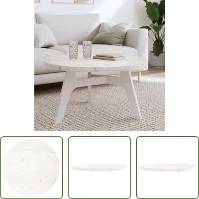 Produktbild von The Living Store Tischplatte Rund Weiß Ø80x3 cm Massivholz Kiefer