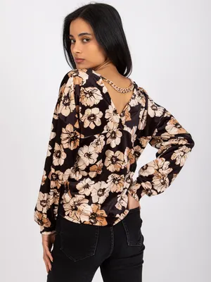 Zdjęcie produktu dla Italy moda Damska bluza z kapturem Helairad czarno-beżowy Uniwersalny
