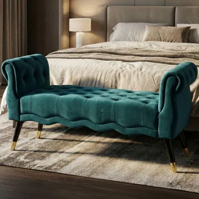 Produktbild von FURNLUX Ottomane Paris Blau 120cm / Hauptfarbe: Blau / Abmessungen: 120 x 60 x 40 cm