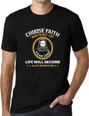 Produktbild von Herren Grafik T-Shirt Glauben statt Angst - christlich religiös – Choose Faith Instead Of Fear - Christian Religious – Öko-Verantwortlich Vintage