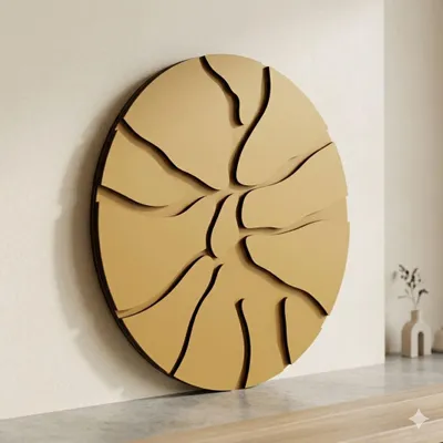 Obrázok produktu pre Nástenná dekorácia, elegantná, vyrobená z MDF dreva, zlatá farba, 50 x 50 cm | 100% MDF | Dekoratívne
