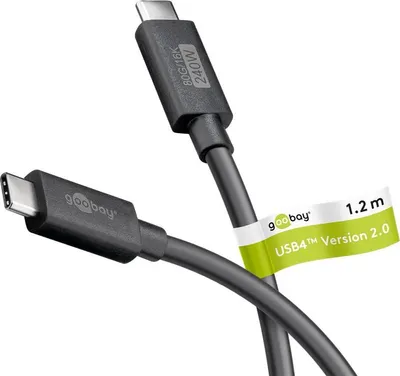 Zdjęcie produktu dla 150x   kabel Goobay 74376 USB-C™, USB4™ wersja 2.0, 240 W, 80 Gbit/s, PD, 1,2 m, czarny - wtyczka USB-C™ > wtyczka USB-C™