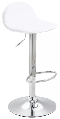 Immagine prodotto di In And OutdoorMatch Sgabello Tyrique - Bianco - Cromo - Design moderno - Set di 1 - Altezza regolabile - Poggiapiedi - Girevole a 360 - Per cucina e bar - Seduta imbottita