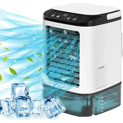 Produktbild von Tragbare Mini Klimaanlage mit 900 ml Wassertank und Eisfach, 3 Geschwindigkeiten, LED Licht, für Büro und Schlafzimmer