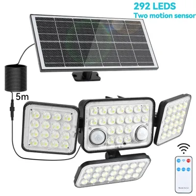 Produktbild von Solarleuchte - Solar-Wandleuchte mit Bewegungssensor - 1er-Pack - 292 LED - IP65-wasserdicht - Dimmbar - Außenbeleuchtung