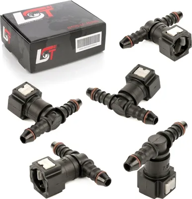 Produktbild von 5x Schnellverschluss Kraftstoffleitung Kupplung T-Stück Winkel normal 7,89-8 mm