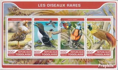 Produktbild von Briefmarken Togo 2017 Mi 8054-8057 Kleinbogen (kompl. Ausgabe) postfrisch Seltene Vögel