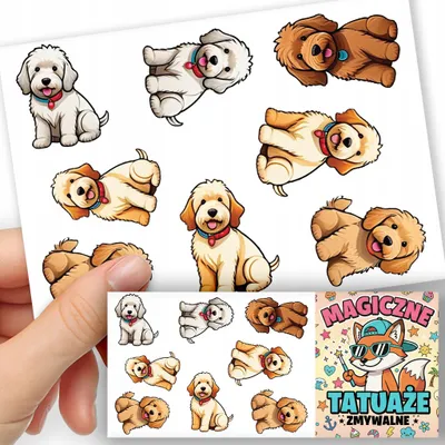Produktbild von ABWASCHBARE KINDERTATTOOS TEMPORAER - Hunde Rasse GOLDENDOODLE - 8 St.