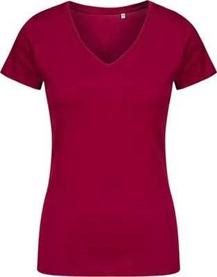 Immagine prodotto di X.O by Promodoro 1525 | Maglietta con scollo a V da donna, cotone pettinato - Colore: Berry - Taglia: M
