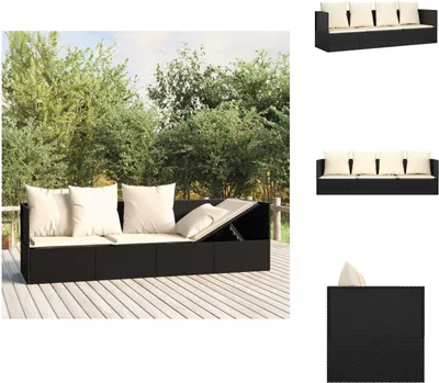 Produktbild von vidaXL Outdoor-Loungebett mit Kissen Schwarz Poly Rattan -  Sonnenliegen
