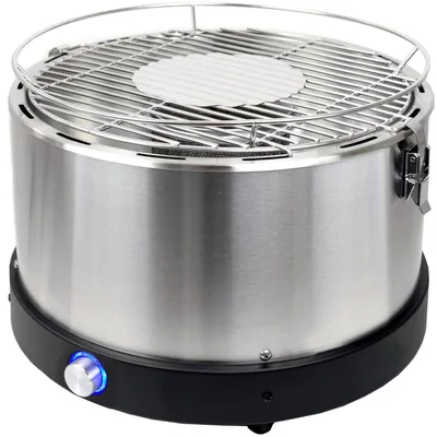 Produktbild von Syntrox Germany Edelstahl Tischgrill Holzkohle mit Aktivbelüftung 34,8 cm