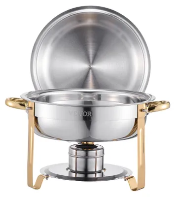 Produktbild von Chafing Dish Set Buffet Hochzeit Speisenwärmer Edelstahl 4,7L 4 Stk. Gold
