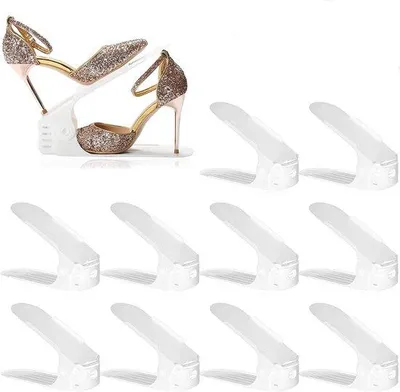 Image de Empileur de chaussures réglable, blanc, peu encombrant
