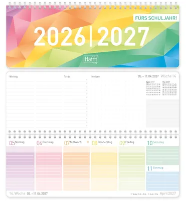 Produktbild von Häfft Tischkalender Schuljahr 2026/2027 / Rainbow