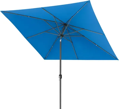 Produktbild von Sonnenschirm 3x3m quadratisch blau Garten Balkon knickbar mit Kurbel UV-Schutz Gestell anthrazit paramondo interpara