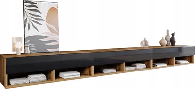 Immagine prodotto di Tavolino per TV CALIBURI 300 - rovere wotan / nero lucido