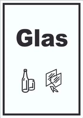 Produktbild von Glas Mülltrennung Aufkleber Text Symbol Scheibe Flasche A1 (594x841mm)