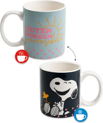 Produktbild von The Peanuts Snoopy Zaubertasse - Guten Morgen Sonnenschein Kaffeetasse Becher Kaffeebecher Tasse aus Keramik Farbwechseltasse 320 ml