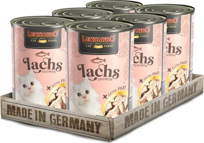 Produktbild von LEONARDO Lachs + extra Filet, 6x400 g - Katzenfutter Nassfutter Katze