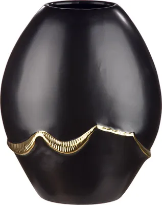 Produktbild von Gilde Vase, "Creolo", Keramik, schwarz, VE 2, L. 11 cm, B. 20 cm, H. 25 cm 28768 4063387287682