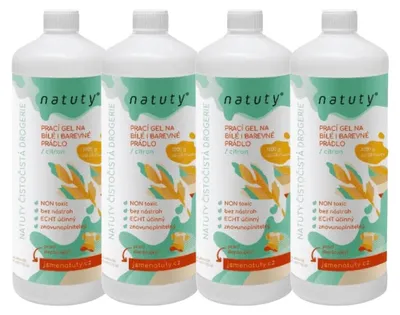 Imagen del producto de Natuty, gel de lavado para ropa blanca y de color, con aroma a limón, 1 litro. Paquete económico de 4 unidades