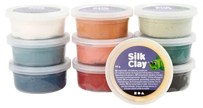 Produktbild von Creativ Company Silk Clay Modelliermasse Pastellfarben Set 10x40g