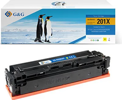 Image de Toner compatible G&G avec HP CF402X, NT-PH201XY, HP 201X, jaune, 2300s