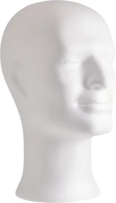 Produktbild von VBS Hobby Service Styroporform Männerkopf, 33 cm hoch, 55 cm Kopfumfang, zum Bemalen und Bekleben