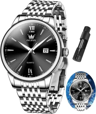 Image de Montre homme décontractée Bicolore Montre homme avec date, Classique analogique Montre à quartz Cadeaux pour hommes, Montre bracelet avec chiffres romains/arabes