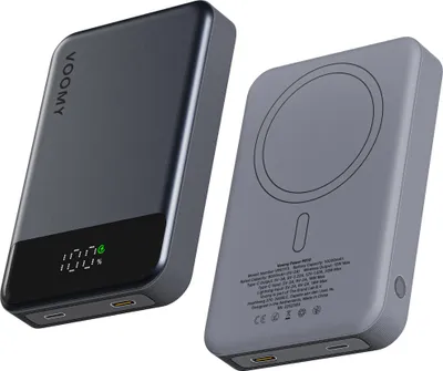 Produktbild von VOOMY 2-in-1 MagSafe 10000mAh Powerbank – 15W Kabelloses Laden & 22.5W USB-C Schnellladefunktion – Für iPhone 12–16 – Externer Akku – Space Blau