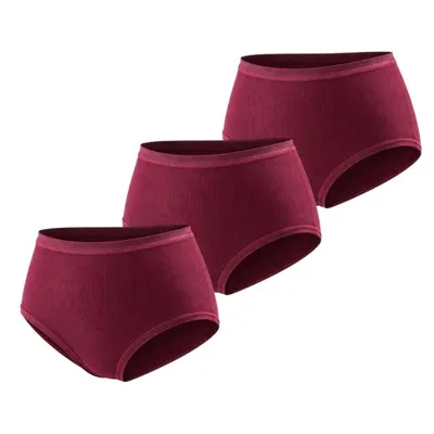 Produktbild von TOKER COLLECTION® Hipster Damen Slip (Packung, 3er Pack) gerippt, Farbe Bordeaux, Größe XXL